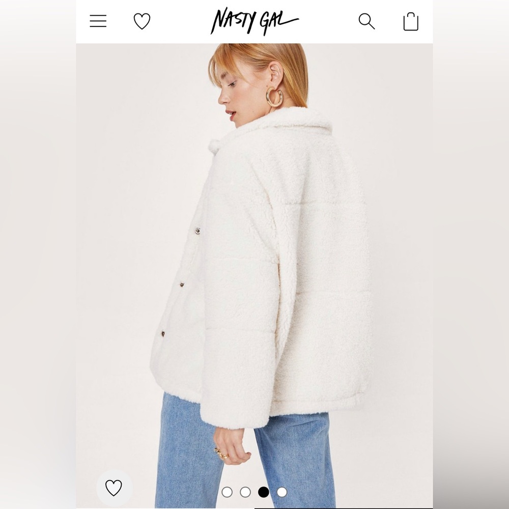 Petite Seam Detail Faux Fur Borg Coat. Nasty Gal, worn once